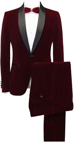 بدلة رجالية مكونة من قطعتين من سترة سهرة مخملية بقصة ضيقة وزر واحد وسترة وبنطلون أنيقة لحفلات العشاء in Kuwait