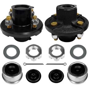 مجموعتان من مجموعات محور المقطورة بوزن 2000 رطل، 4 مسامير، محور مقطورة 4 بوصات تم تجميعها مسبقًا لمقطورات RV والمرافق والقوارب، تناسب عمود دوران من 1-1/16 بوصة إلى 1-3/8 بوصة #84 in Kuwait