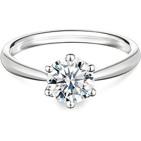 خاتم مويسانيتي من الفضة الإسترليني S925، قطع دائري 1-2 قيراط، سوار كلاسيكي بستة شقوق، أبيض/ذهبي in Kuwait