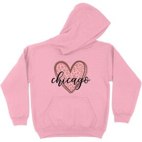 Leopard Heart Chicago Kids Hoodie Sweatshirt Youth in Kuwait