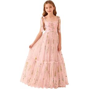 تول التطريز فساتين وصيفة الشرف للفتيات الصغيرات فستان حفلة موسيقية السباغيتي حزام زهرة فتاة اللباس لحفل الزفاف in Kuwait