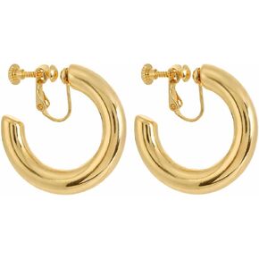 Clip on Earrings for Women,14K Gold Plated C Shape Chunky Statement Tube Hoop Clip Earrings for Non Pierced Ears Jewelry Gifts in Saudi Arabia