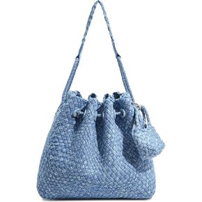 حقيبة منسوجة للنساء، حقيبة يد من الجلد النباتي، حقيبة يد صيفية للشاطئ، حقيبة كتف للسفر مصنوعة يدويًا in Kuwait