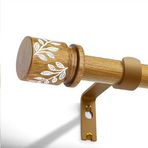 قضبان ستائر من الخشب الطبيعي للنوافذ من 28 إلى 48 بوصة بوهو ديكور مصنوع يدويًا من الخشب الحبوب ستائر مع أوراق نهائية 1 بوصة قضيب ستارة شديد التحمل قابل للتعديل لغرفة المعيشة وغرفة النوم والمطبخ in Kuwait