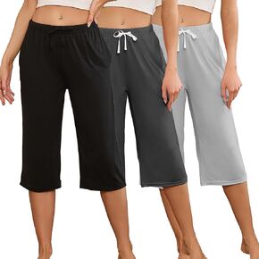 U2SKIIN 3 Pack Womens Pajama Pants Capri Lounge with Pockets Comfy Drawstring Pj Bottoms Casual Summer Sleep in Saudi Arabia