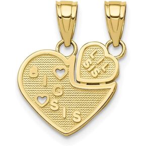 Roy Rose Jewelry 10K Yellow Gold Big Sis, Lil Sis Break-apart Heart Charm in Saudi Arabia
