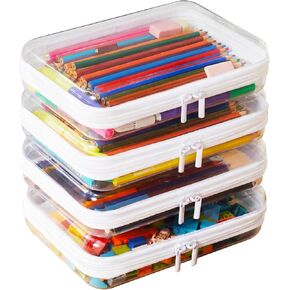 قطعتان من الأكياس الكبيرة الشفافة بسحاب مع غلاف صلب - منظم المكياج وحاوية تخزين الألعاب لمكعبات البناء والأقلام وأدوات الزينة وإكسسوارات السفر للحفاضات للتنظيم in Kuwait