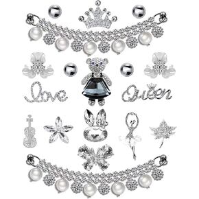 Bling Shoe Charms Set Sliver Chain Rhinestone Accessories for Clogs & Sandals Shoe Decorations for Teens Adults Women Birthday Party Favor in Saudi Arabia