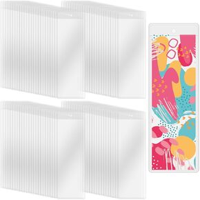 100 غلاف مرجعي شفاف للإشارات المرجعية مقاس 6 × 2 بوصة - حاملات إشارات مرجعية بلاستيكية لتخزين وحماية الإشارات المرجعية الشفافة بنفسك in Kuwait