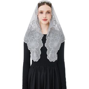 Wgior الدانتيل حجاب الكنيسة الكاثوليكية مع مريم العذراء ويسوع التطريز مصلى الحجاب اللاتينية قداس مانتيلا وشاح in Kuwait