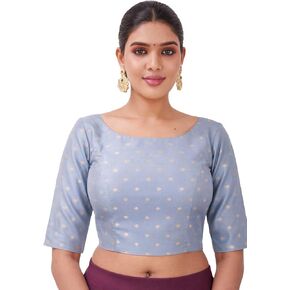 Indian Readymade Designer Soft Jacquard Silk Party Wear Bollywood Style Saree Choli Top Sari Blouse for Women in Kuwait