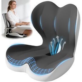 وسادة مقعد داعمة لمنطقة أسفل الظهر، وسادة مريحة من الإسفنج الذكي لتخفيف آلام عرق النسا والورك وعظم الذيل - كرسي مكتب، مقعد سيارة، كرسي ألعاب لساعات طويلة من الجلوس والسائقين in Kuwait