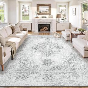 سجاد منطقة 8 × 10 لغرفة المعيشة، سجادة بوهو محايدة عتيقة قابلة للغسل غير قابلة للانزلاق سجادة أرضية منخفضة الوبر لغرفة النوم وغرفة الطعام والمكتب المنزلي (بيج، 8 × 10 بوصة) in Kuwait