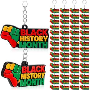 Nosiny 60 Pcs Black History Month Silicone Keychain Black History Month Key Ring Gift Decorations Juneteenth Souvenir for Party Favors Men Women Backpacks Supplies in Kuwait