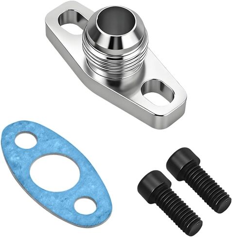 AN10 Car Oil Drain Flange Gasket Adapter Kit, Aluminum Vehicle Turbo Return Drain Flange Adapter with Seal Gasket and Bolts, Turbo Oil Inlet Repair Part, Compatible with T25 T28 T30 in Saudi Arabia