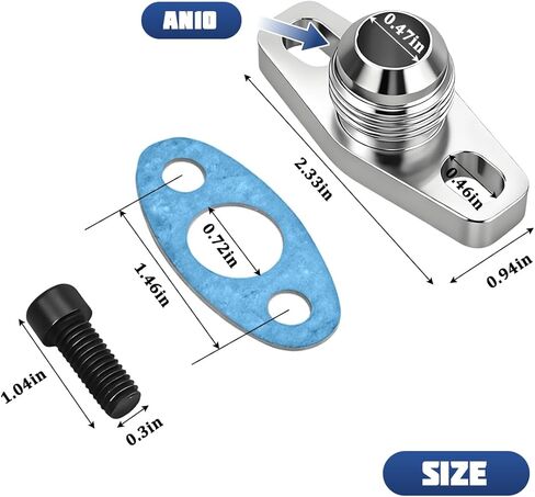 AN10 Car Oil Drain Flange Gasket Adapter Kit, Aluminum Vehicle Turbo Return Drain Flange Adapter with Seal Gasket and Bolts, Turbo Oil Inlet Repair Part, Compatible with T25 T28 T30 in Saudi Arabia