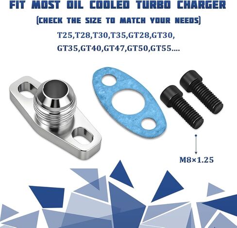 AN10 Car Oil Drain Flange Gasket Adapter Kit, Aluminum Vehicle Turbo Return Drain Flange Adapter with Seal Gasket and Bolts, Turbo Oil Inlet Repair Part, Compatible with T25 T28 T30 in Saudi Arabia