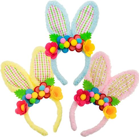 DearSun 3 Pcs Easter Bunny Ears Headband for Kids Adult, Cosplay Costume Accessories Rabbit Ear Hair Band in Saudi Arabia