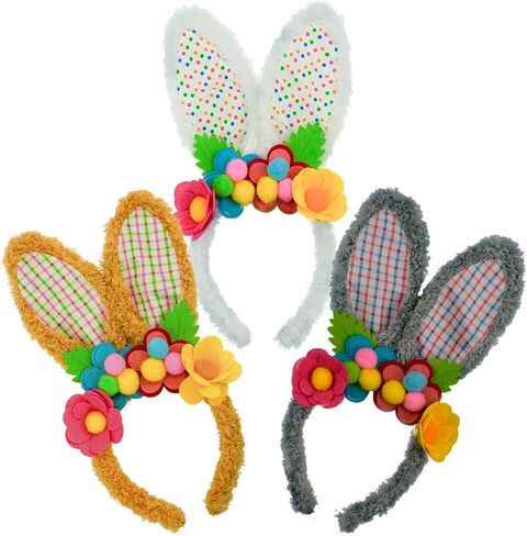 DearSun 3 Pcs Easter Bunny Ears Headband for Kids Adult, Cosplay Costume Accessories Rabbit Ear Hair Band in Saudi Arabia