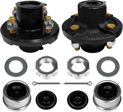 مجموعتان من مجموعات محور المقطورة بوزن 2000 رطل، 4 مسامير، محور مقطورة 4 بوصات تم تجميعها مسبقًا لمقطورات RV والمرافق والقوارب، تناسب عمود دوران من 1-1/16 بوصة إلى 1-3/8 بوصة #84 in Kuwait