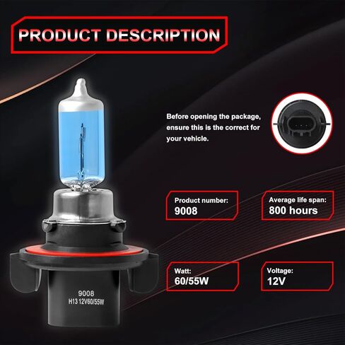 For Ford F150 F-150 (2004-2014) Combo H13/9008 High Low Dual Beam Headlight Bulbs + 9145/H10 Fog Light,4pcs Halogen Light Bulbs,5000K Car Replacement Bulb in Kuwait