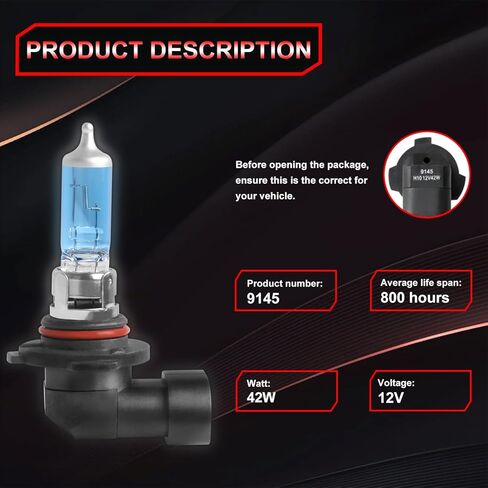 For Ford F150 F-150 (2004-2014) Combo H13/9008 High Low Dual Beam Headlight Bulbs + 9145/H10 Fog Light,4pcs Halogen Light Bulbs,5000K Car Replacement Bulb in Kuwait