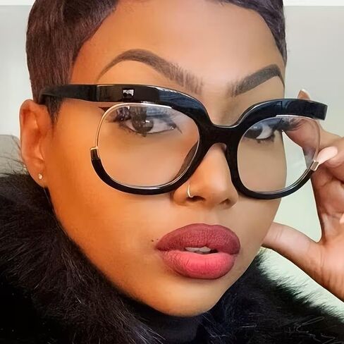 Fashionable Circular Eyewear Frames for Both Women Men, Unique Semi-Rimmed Glasses for Lenses, Black in Saudi Arabia
