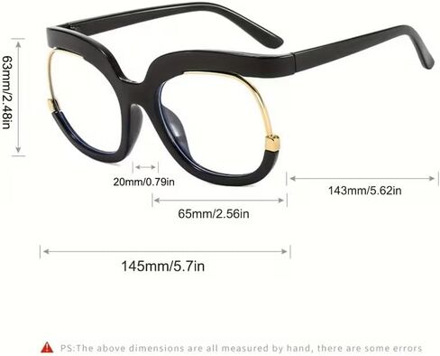 Fashionable Circular Eyewear Frames for Both Women Men, Unique Semi-Rimmed Glasses for Lenses, Black in Saudi Arabia