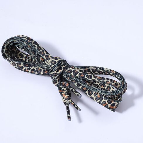 Leopard Print Shoelaces for Sneakers - 2 Pairs 120cm Fashionable Flat Shoe Laces, Cute Leopard Design for Casual Shoes Athletic Shoes in Saudi Arabia