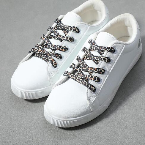 Leopard Print Shoelaces for Sneakers - 2 Pairs 120cm Fashionable Flat Shoe Laces, Cute Leopard Design for Casual Shoes Athletic Shoes in Saudi Arabia
