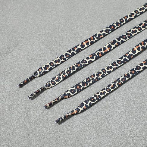 Leopard Print Shoelaces for Sneakers - 2 Pairs 120cm Fashionable Flat Shoe Laces, Cute Leopard Design for Casual Shoes Athletic Shoes in Saudi Arabia