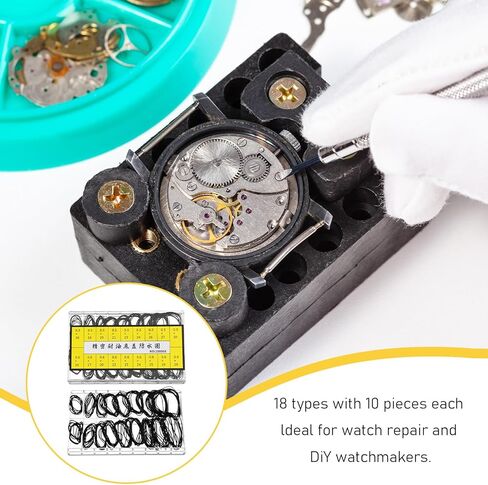 Hecila 210 pcs O-Ring Watch Gasket Rubber Seal 18 Size O Rings Watch Gasket Kit Assorted Watches Back Gaskets Replacement Rubber Seal Watches Sealing Rings for Wristwatch Repair in Saudi Arabia