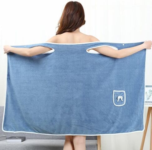 Wearable Towel Robe for Women After Shower, Sky Blue, Quick Drying, Microfiber Bath Towel for Shower Bath and Gym, 31x53 Inches in Saudi Arabia
