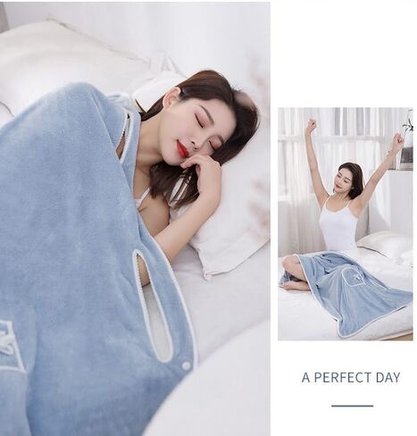 Wearable Towel Robe for Women After Shower, Sky Blue, Quick Drying, Microfiber Bath Towel for Shower Bath and Gym, 31x53 Inches in Saudi Arabia