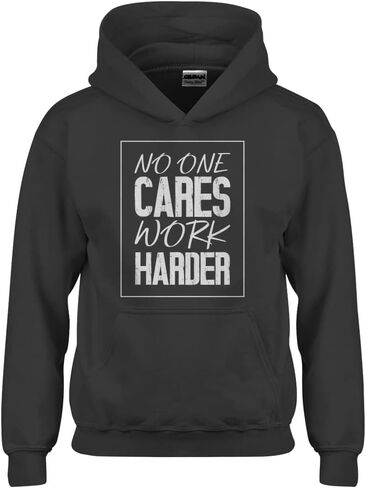 Indica Plateau No One Cares Work Harder Youth Unisex Hoodie in Saudi Arabia
