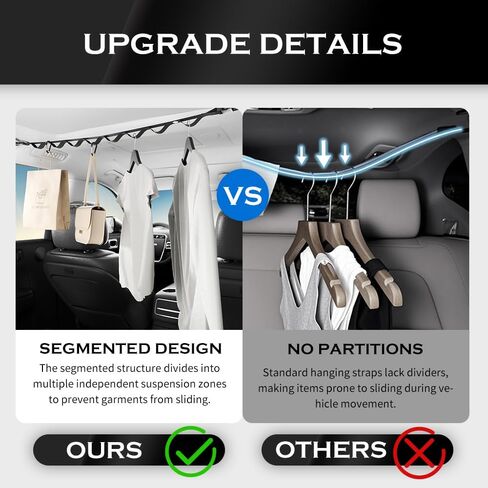 32.68"-45.67" Adjustable Car Clothes Hanger Bar as Lanyard,Wider Clothes Rack for Car with Segmented Design & Reinforced Snap Fastener,High Load Capacity Cars Hanger Bar with Clips in Saudi Arabia