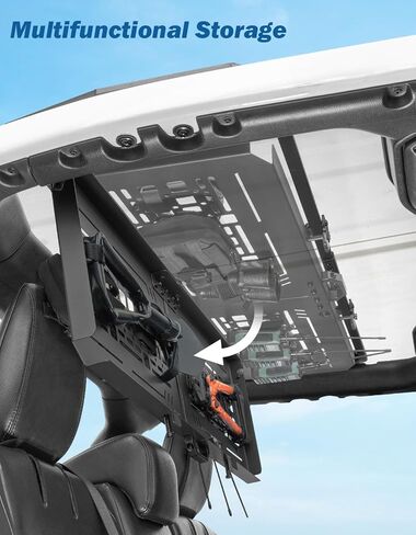 JOYTUTUS Rear Overhead Molle Panel Compatible with Wrangler 2018-2026 JLU 4-Door (Only for Hard Top), Wrangler Cargo Roof Rack Storage, No Drilling, Fold Down in Saudi Arabia