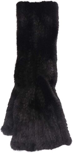 surell - 35" Short Genuine Mink Fur Pull-Through Scarf - Women Neck Trim Scarves Neck Loop - Fashionable Luxurious Warm Winter Collar - Luxurious Cold Weather Cozy Furry Fuzzy Thick Wrap (Black) in Saudi Arabia
