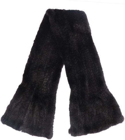 surell - 35" Short Genuine Mink Fur Pull-Through Scarf - Women Neck Trim Scarves Neck Loop - Fashionable Luxurious Warm Winter Collar - Luxurious Cold Weather Cozy Furry Fuzzy Thick Wrap (Black) in Saudi Arabia