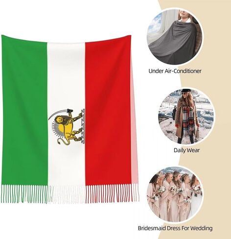 وشاح بعلم إيران من Sanfly للشتاء، وشاح بطانية دافئ ناعم وشتوي كبير وشاح طويل أوشحة شال إيرانية قابلة للعكس للنساء in Kuwait