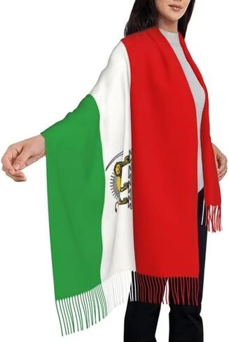 وشاح بعلم إيران من Sanfly للشتاء، وشاح بطانية دافئ ناعم وشتوي كبير وشاح طويل أوشحة شال إيرانية قابلة للعكس للنساء in Kuwait