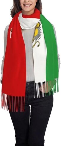 وشاح بعلم إيران من Sanfly للشتاء، وشاح بطانية دافئ ناعم وشتوي كبير وشاح طويل أوشحة شال إيرانية قابلة للعكس للنساء in Kuwait