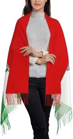 وشاح بعلم إيران من Sanfly للشتاء، وشاح بطانية دافئ ناعم وشتوي كبير وشاح طويل أوشحة شال إيرانية قابلة للعكس للنساء in Kuwait