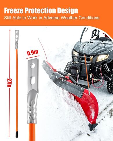 دليل شفرة محراث الثلج مقاس 27 بوصة 62265 مناسب لـ Blizzard Boss SNO-Way Western Meyer Polaris والعديد من الشاحنات الصغيرة SUV UTV ATV، برتقالي ساطع 3/4 بوصة سلك فولاذي سميك 304L وصلة من الفولاذ المقاوم للصدأ، مجموعتان in Saudi Arabia