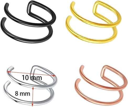 8PCS Double Hoop Nose Ring Fake Lip Ring Fake Nose Hoop Stainless Steel Fashionable And Exquisite Double Nose Rings Jewelry in Saudi Arabia