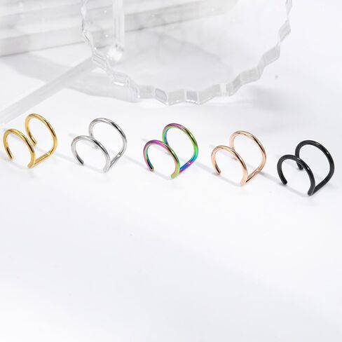 8PCS Double Hoop Nose Ring Fake Lip Ring Fake Nose Hoop Stainless Steel Fashionable And Exquisite Double Nose Rings Jewelry in Saudi Arabia
