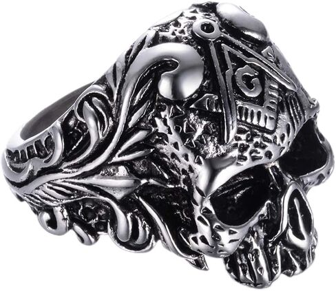 Jude Jewelers Stainless Steel Gothic Skull Vintage Masonic Biker Ring in Saudi Arabia