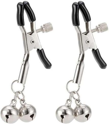 Nipple Clamps for Women Two Bells Pendant Nipple Clips Adjustable Body Clamps Non-Piercing Body Jewelry (Silver) in Saudi Arabia