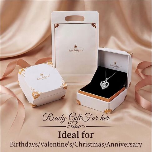 Sterling Silver Heart Necklace with 1/2/3 Carat Moissanite, Sparkling Heart-Shaped Pendant for Women, Romantic Valentine's Day Gift for Her, Anniversary Jewelry Present for Wife in Kuwait