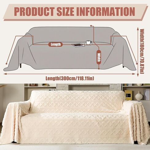 Newwiee 71 x 118 Inch Waffle Jacquard Plush Warm Couch Cover Cozy, Sofa Covers Fluffy Plush, Sofa Slipcover Furniture Protector, Couch Cozy Washable Furniture Protector for Kids Pets in Saudi Arabia